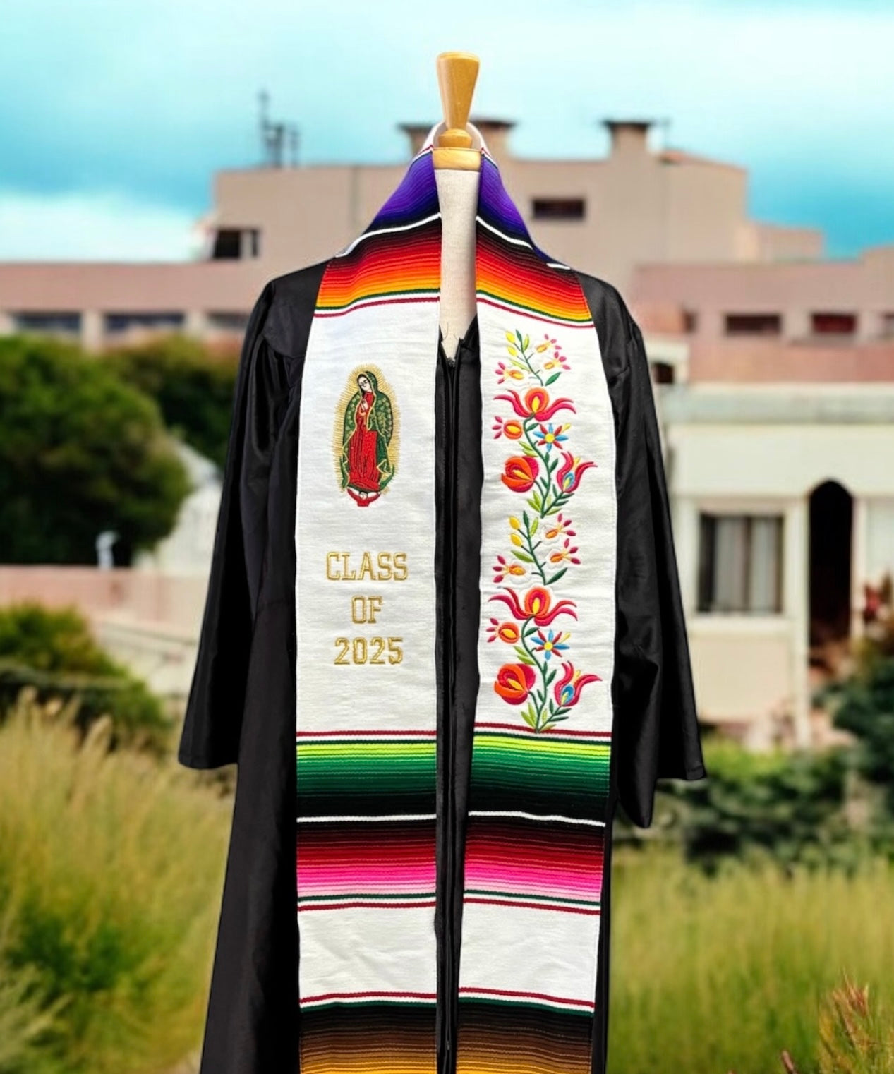 Floral & Virgen Graduation Stole Class of 2025