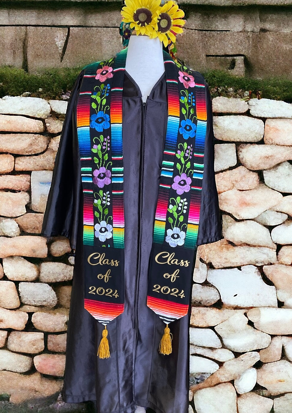 Hand Embroidered Mexican Sarape Graduation Stole