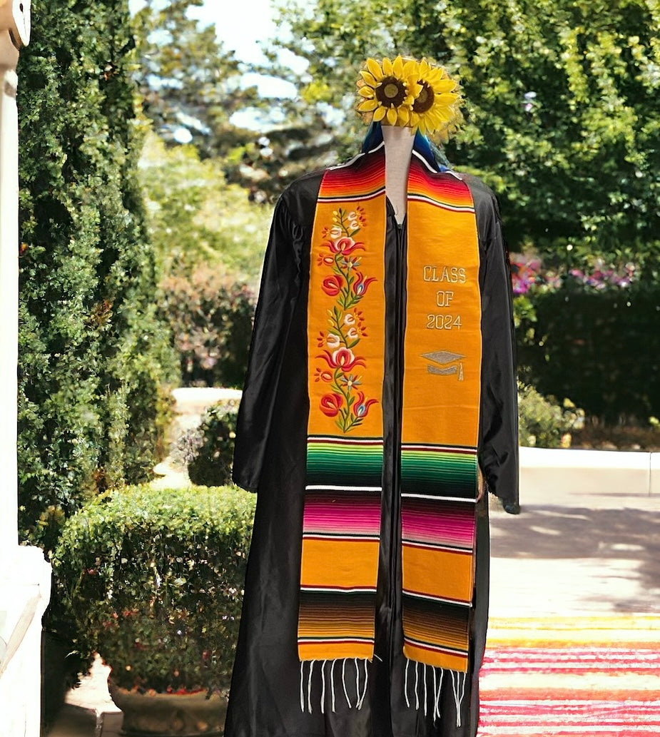 Floral Embroidered Class Of 2024 Sarape Graduation Stole