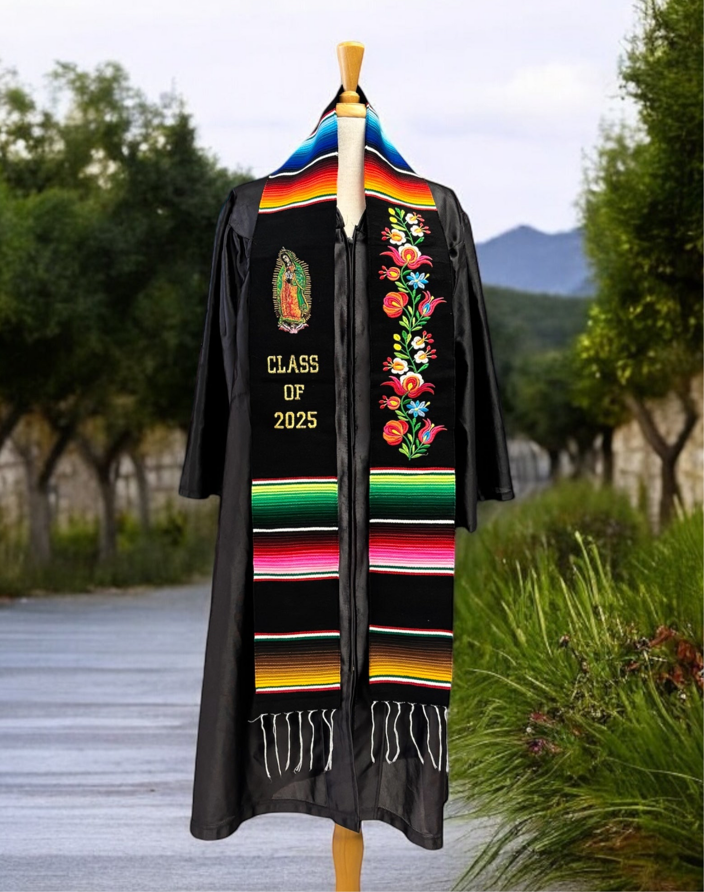 Floral & Virgen Graduation Stole Class of 2025