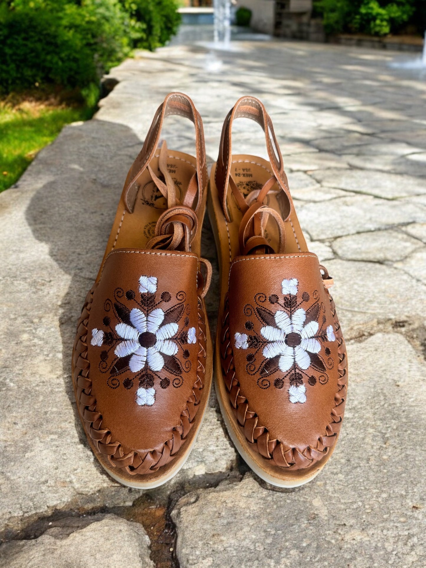 Neutral Floral Lace Up Huarache