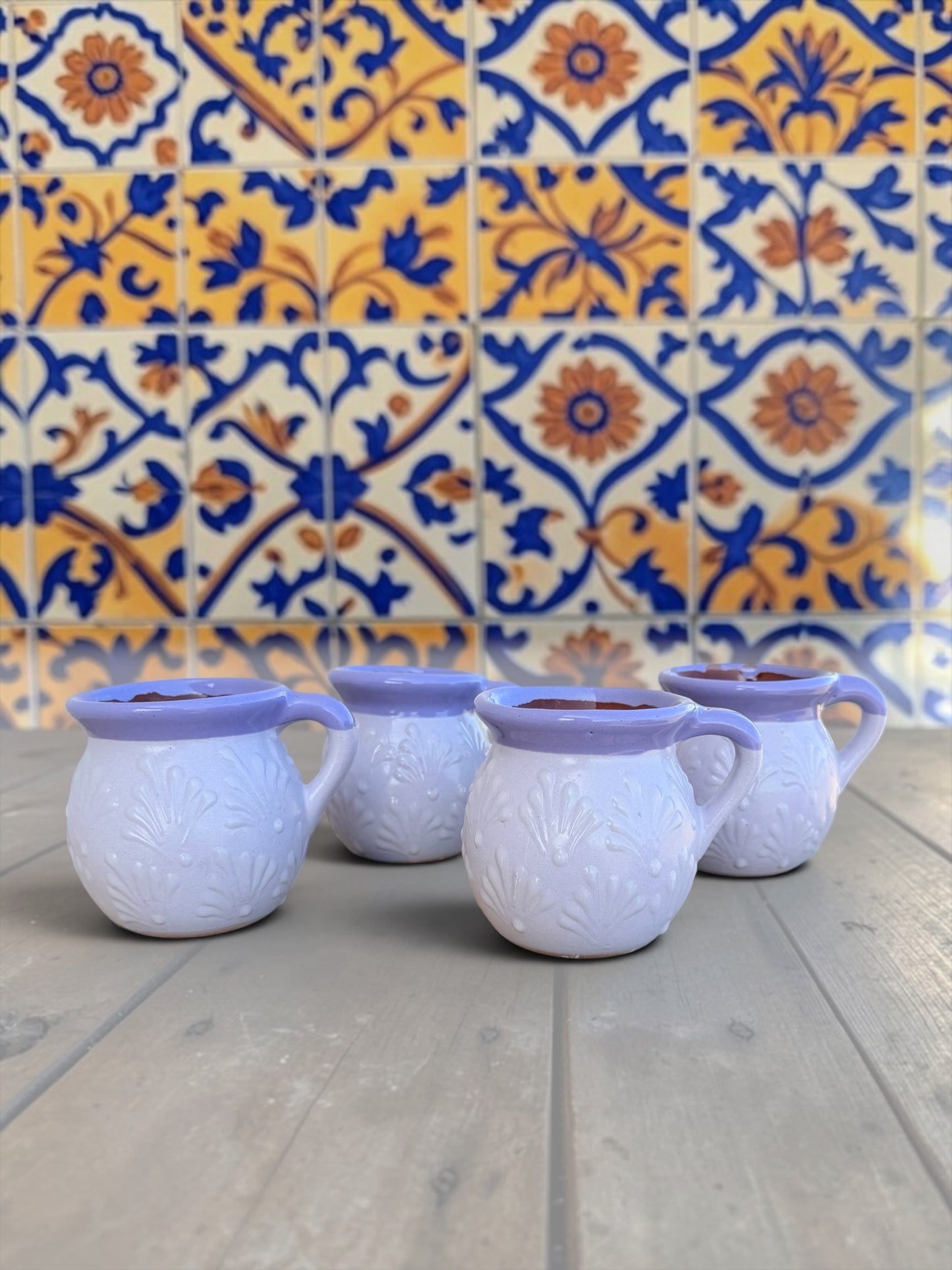 Mexican Barro Mugs, Engobe/ Set of 4