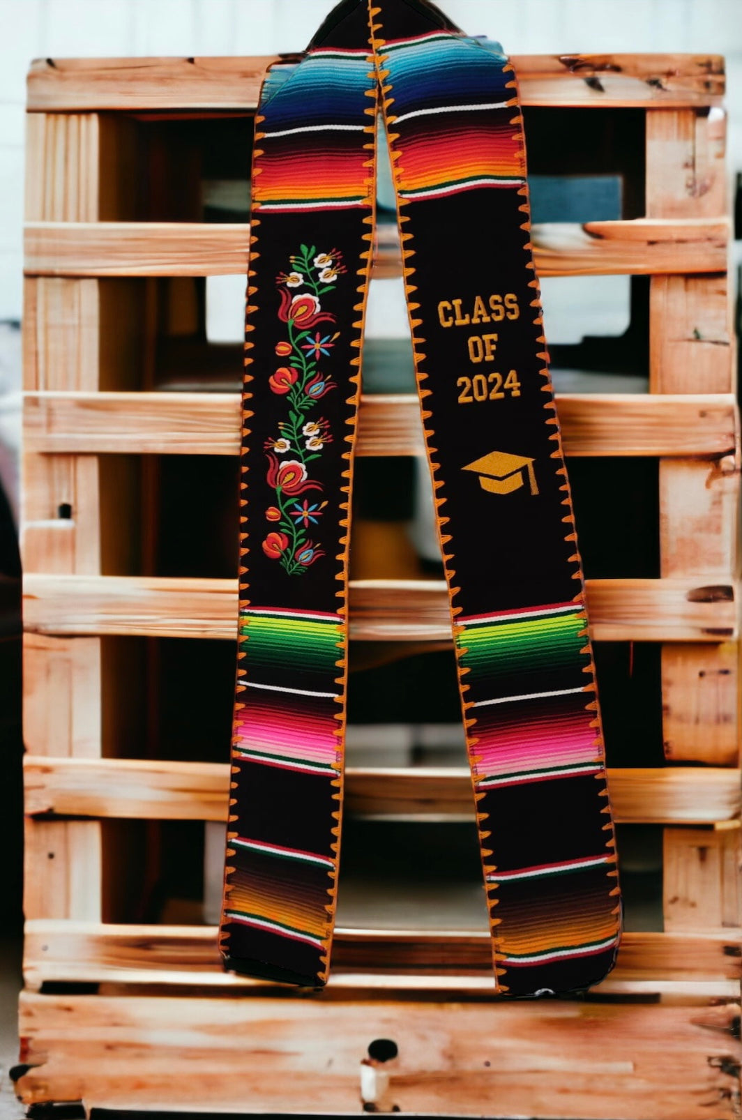 Floral Embroidered Class Of 2025 Sarape Graduation Stole