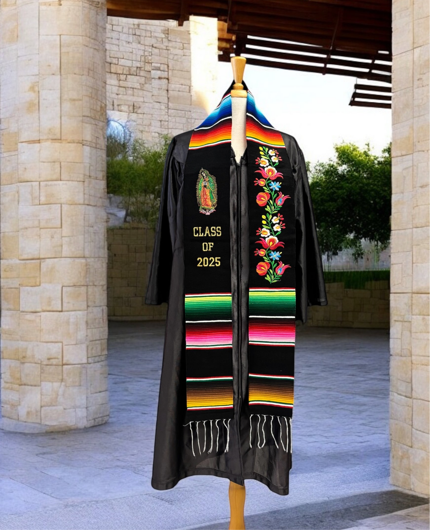 Floral & Virgen Graduation Stole Class of 2025
