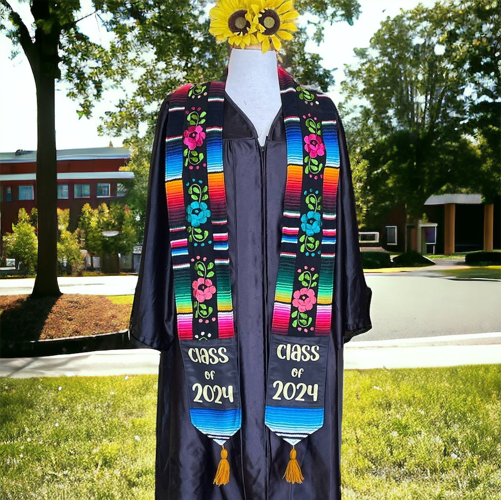 Hand Embroidered Mexican Sarape Graduation Stole