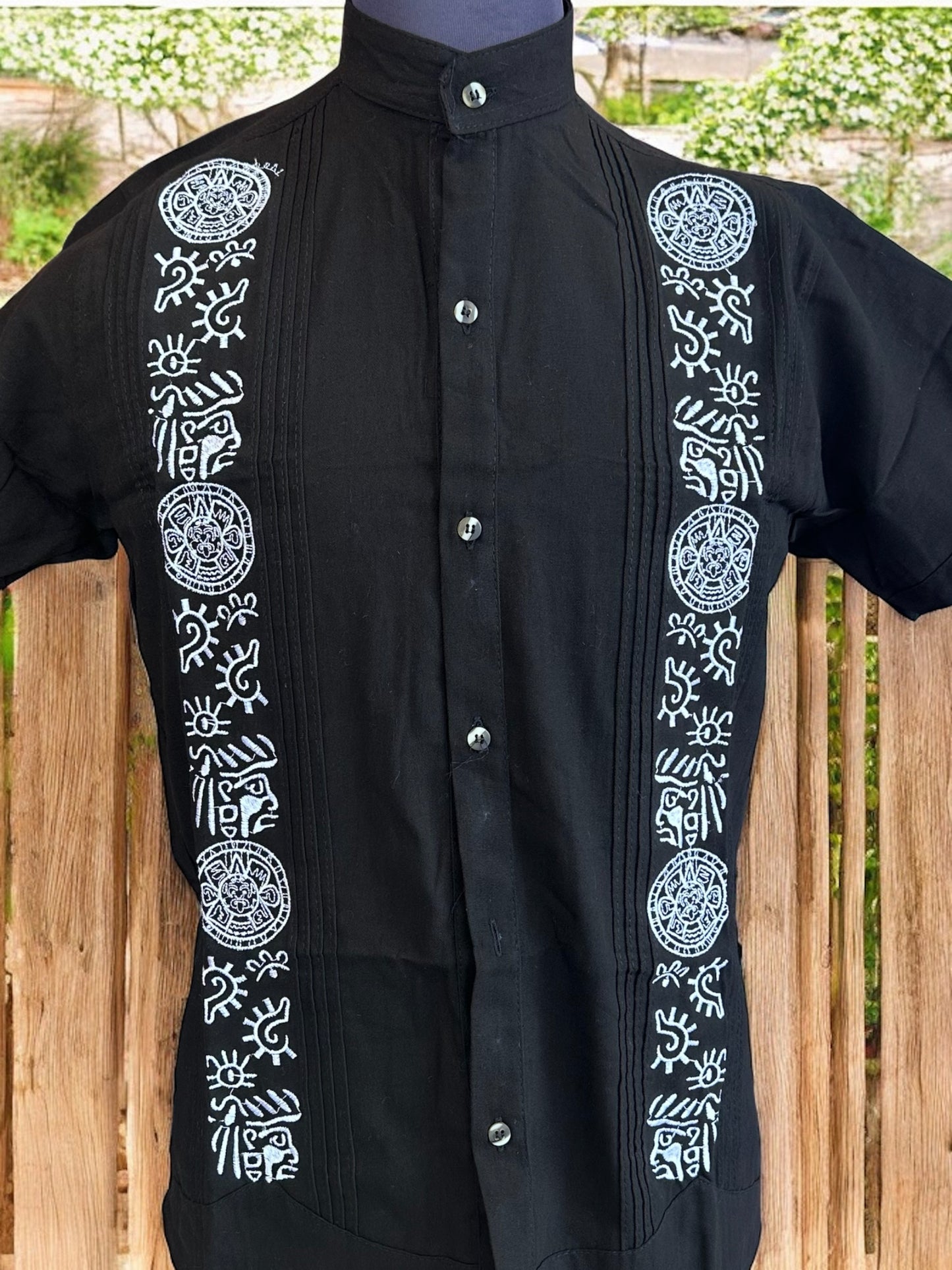Mexican Aztec Calendar Guayabera