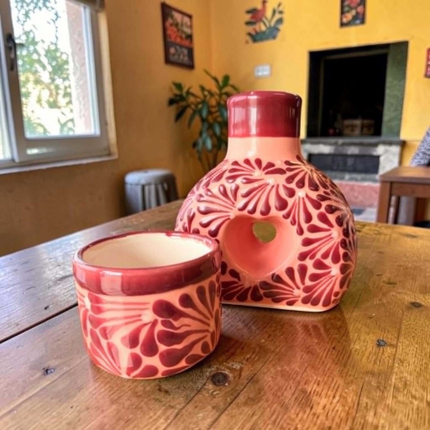Heart Mexican Decanter & Cup, Handmade Carafe