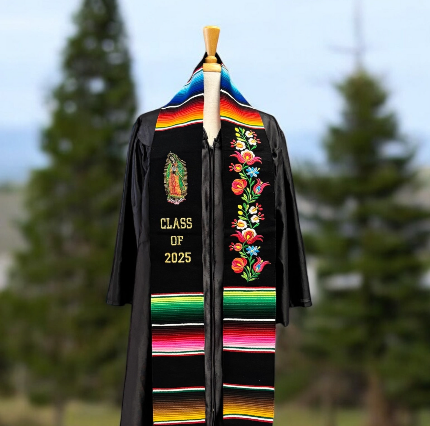 Floral & Virgen Graduation Stole Class of 2025