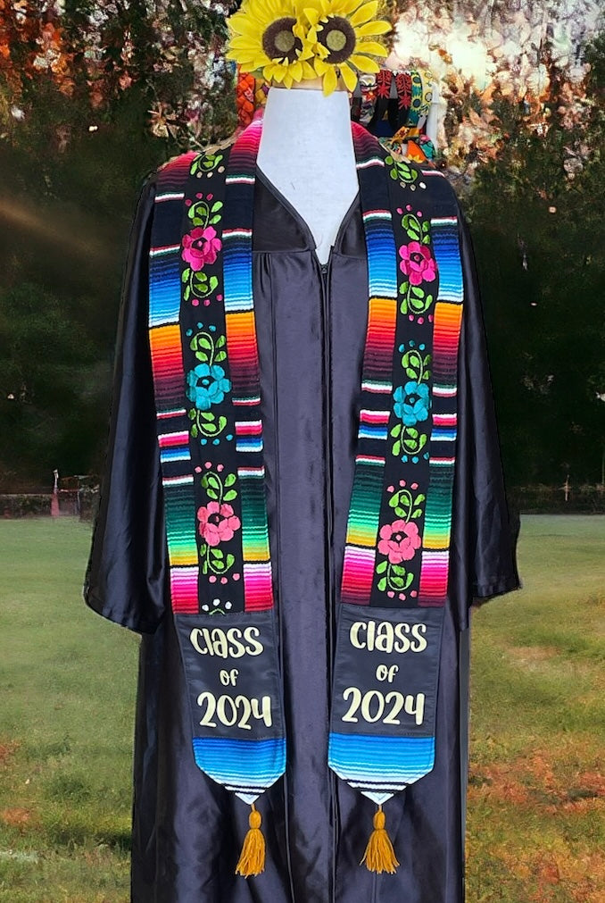 Hand Embroidered Mexican Sarape Graduation Stole