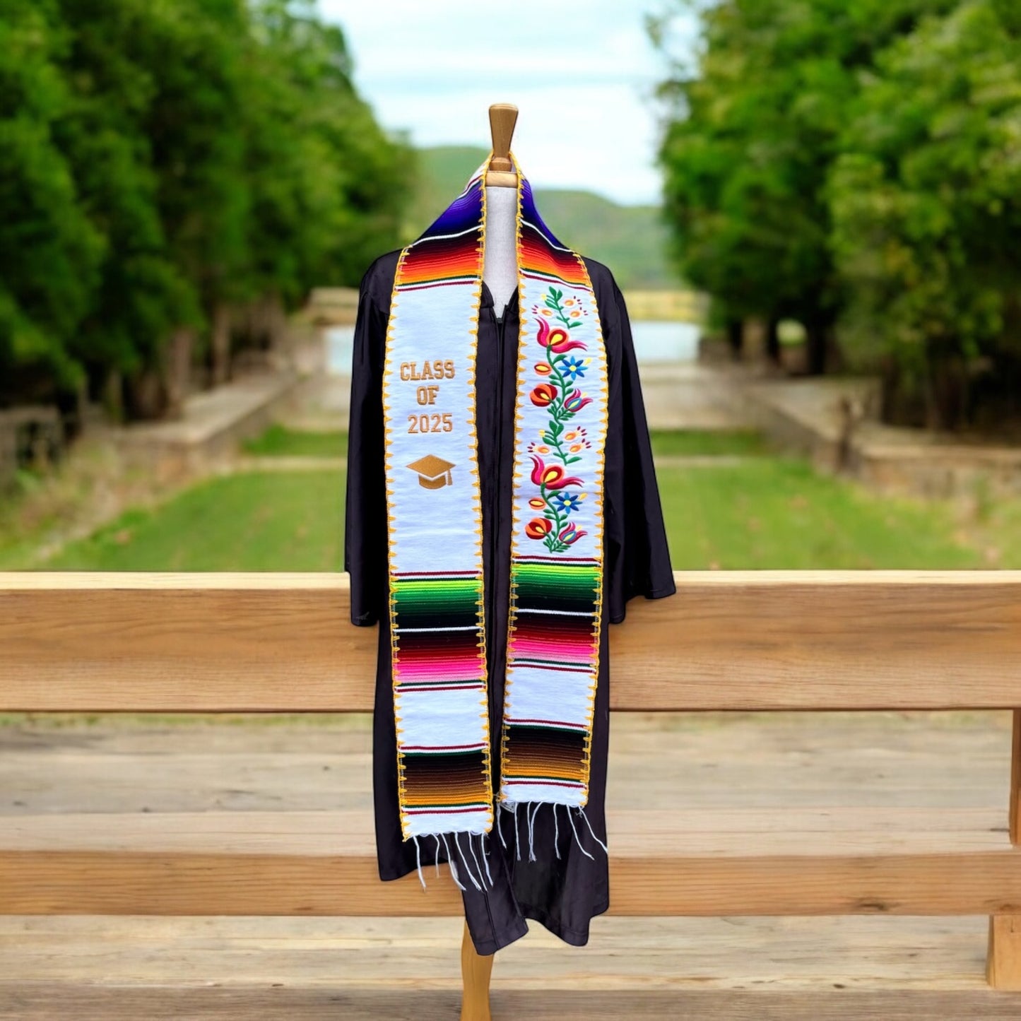 Floral Embroidered Class Of 2025 Sarape Graduation Stole