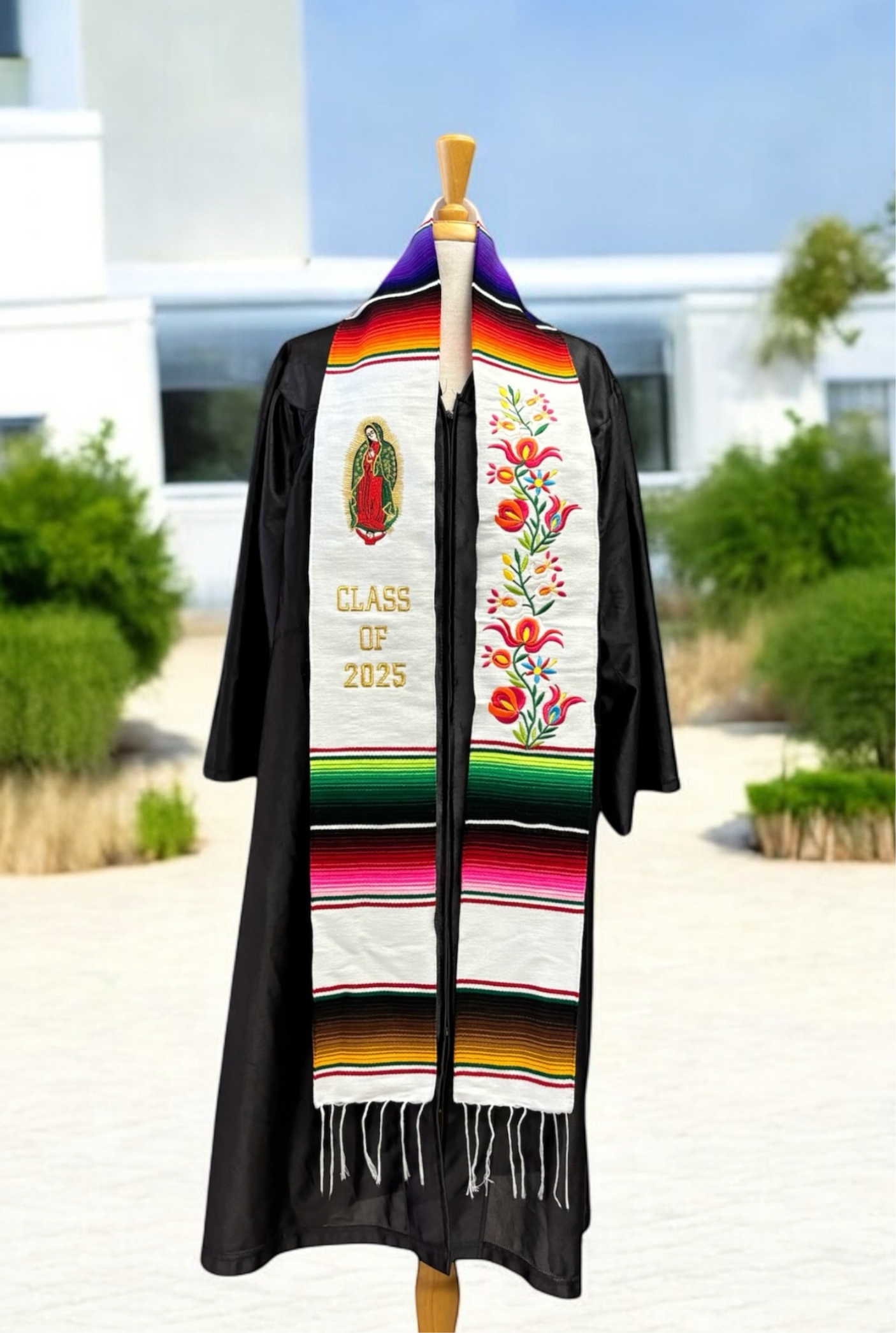 Floral & Virgen Graduation Stole Class of 2025