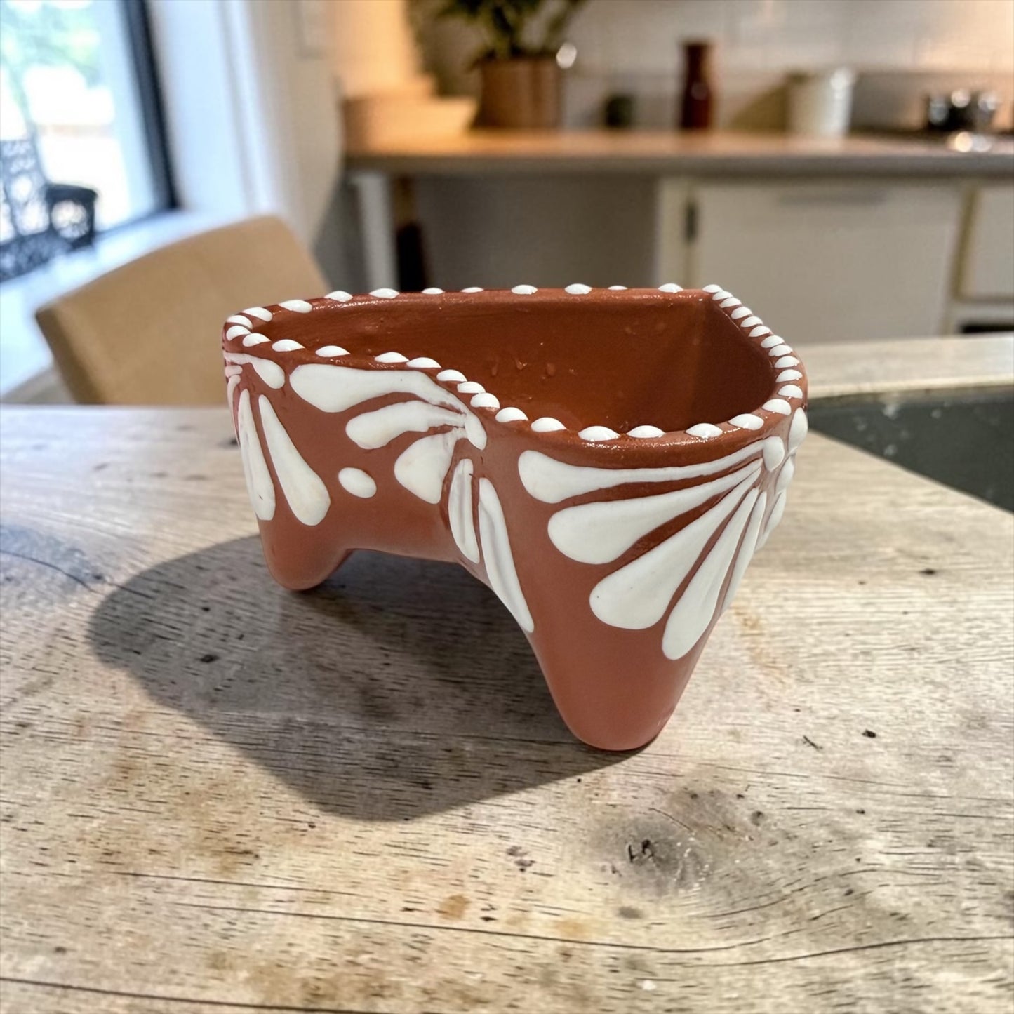Terracotta Molcajete Style Heart Salsero, Molcajete Corazon Salsa Bowl