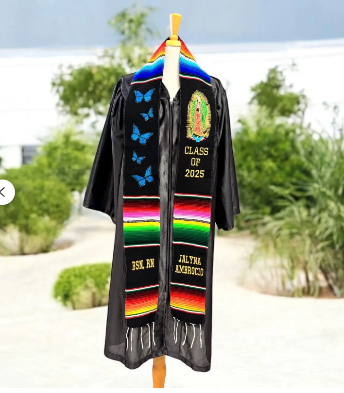 Blue Butterfly Graduation Stole Class of 2026