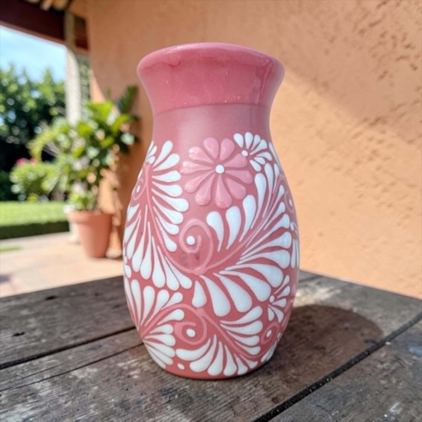 Authentic Mexican Vase, Florero Engobe, Barro Vase