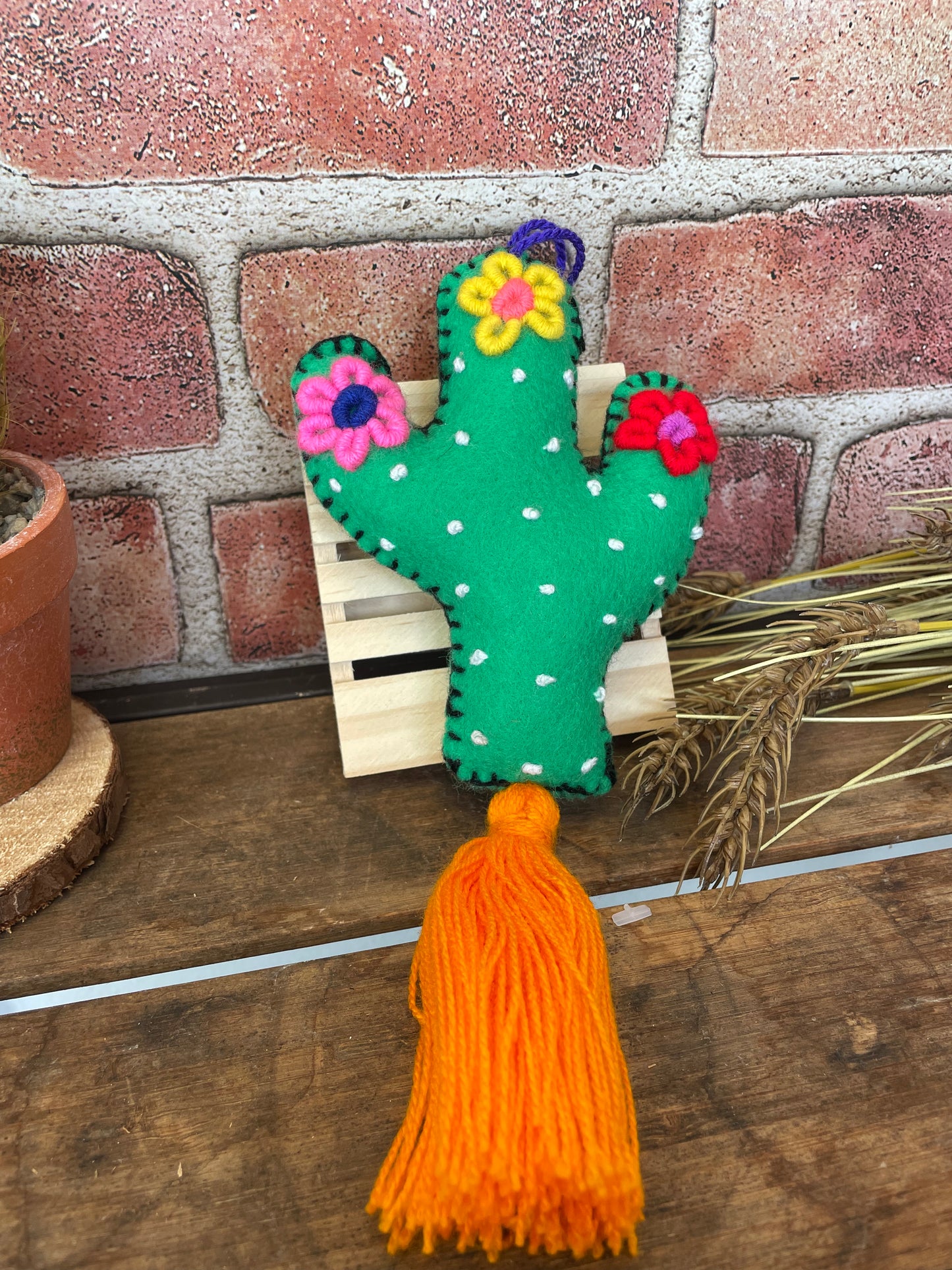 Embroidered Cactus Pompom