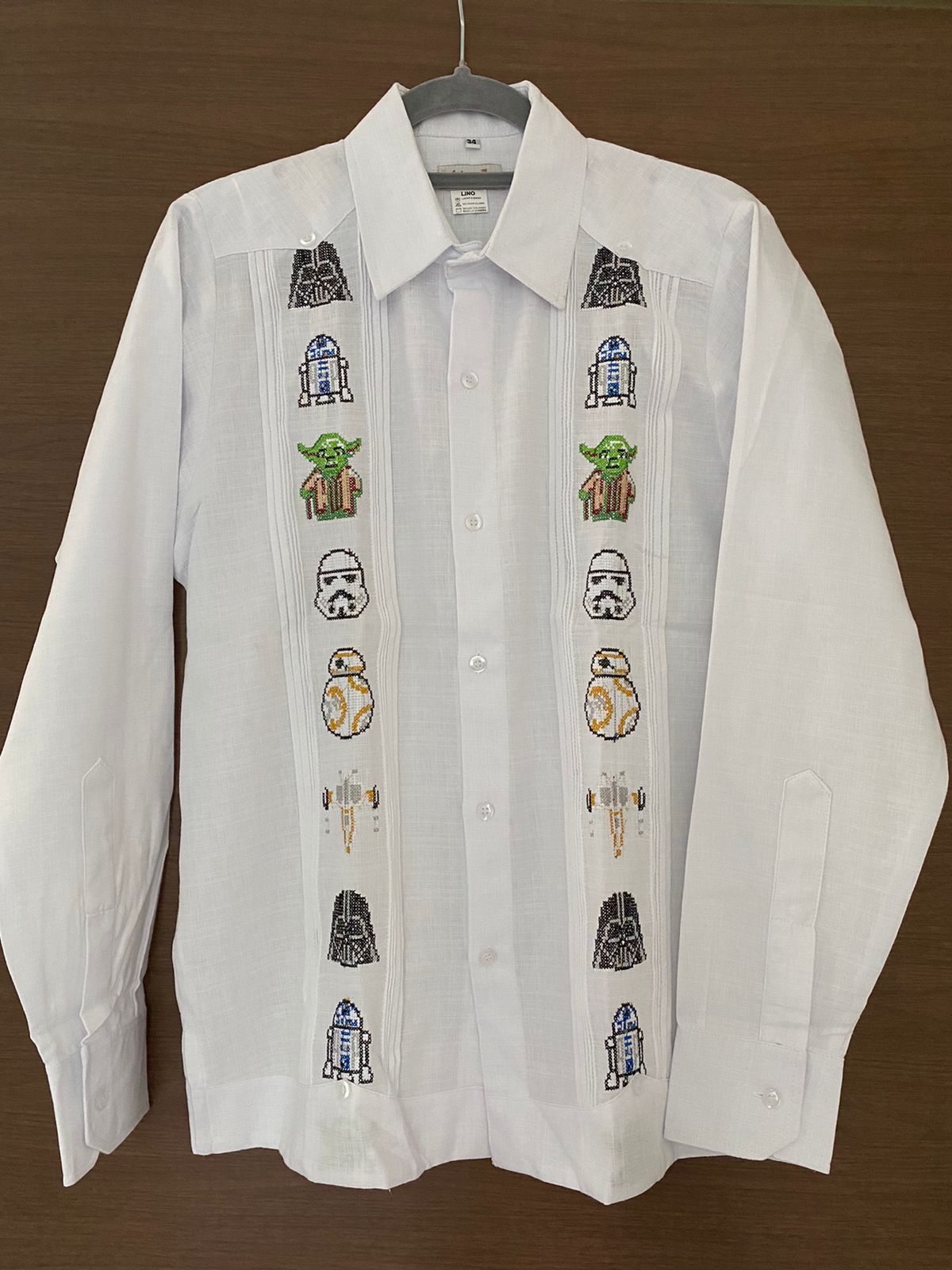Star Wars Men Guayabera Cross Stitch Embroider
