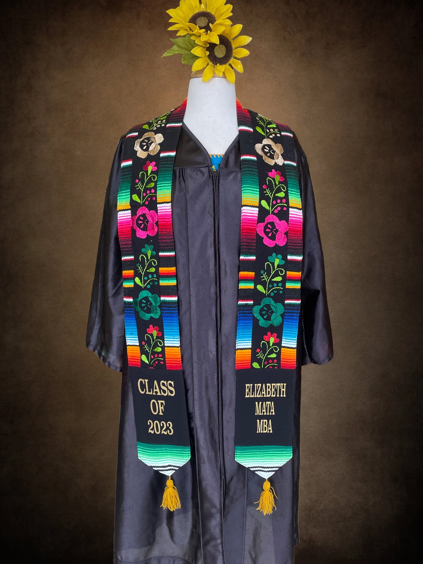 Hand Embroidered Personalized Mexican Sarape Graduation Stole