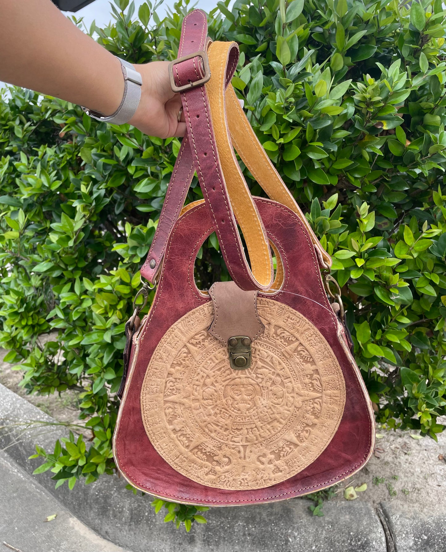 Aztec Calendar Leather Purse