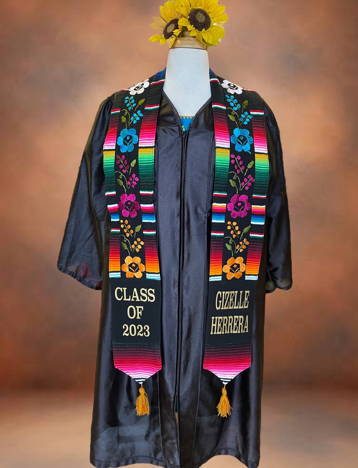 Hand Embroidered Personalized Mexican Sarape Graduation Stole