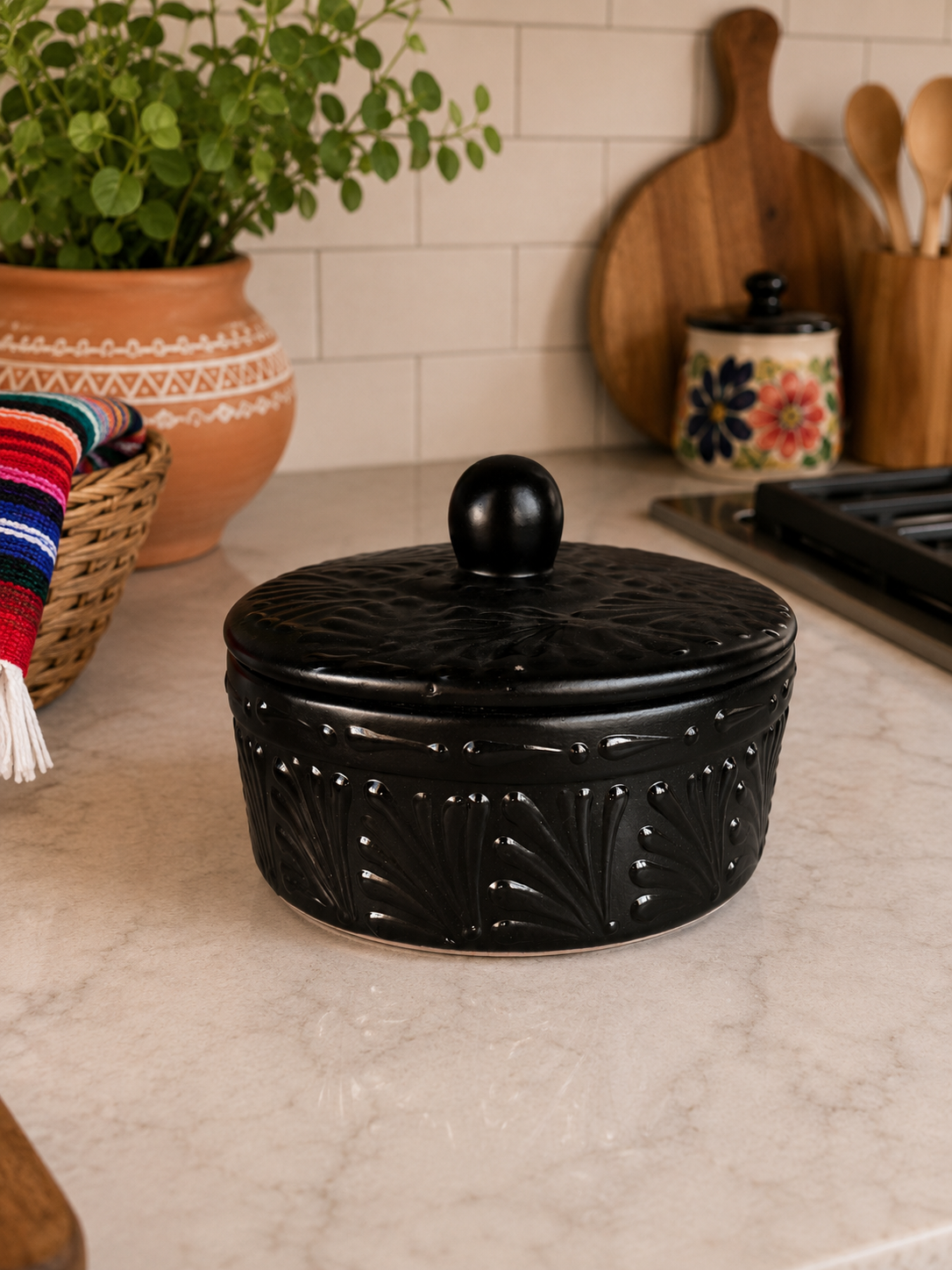 Terracotta Tortilla Warmer; Tortillero de Barro;