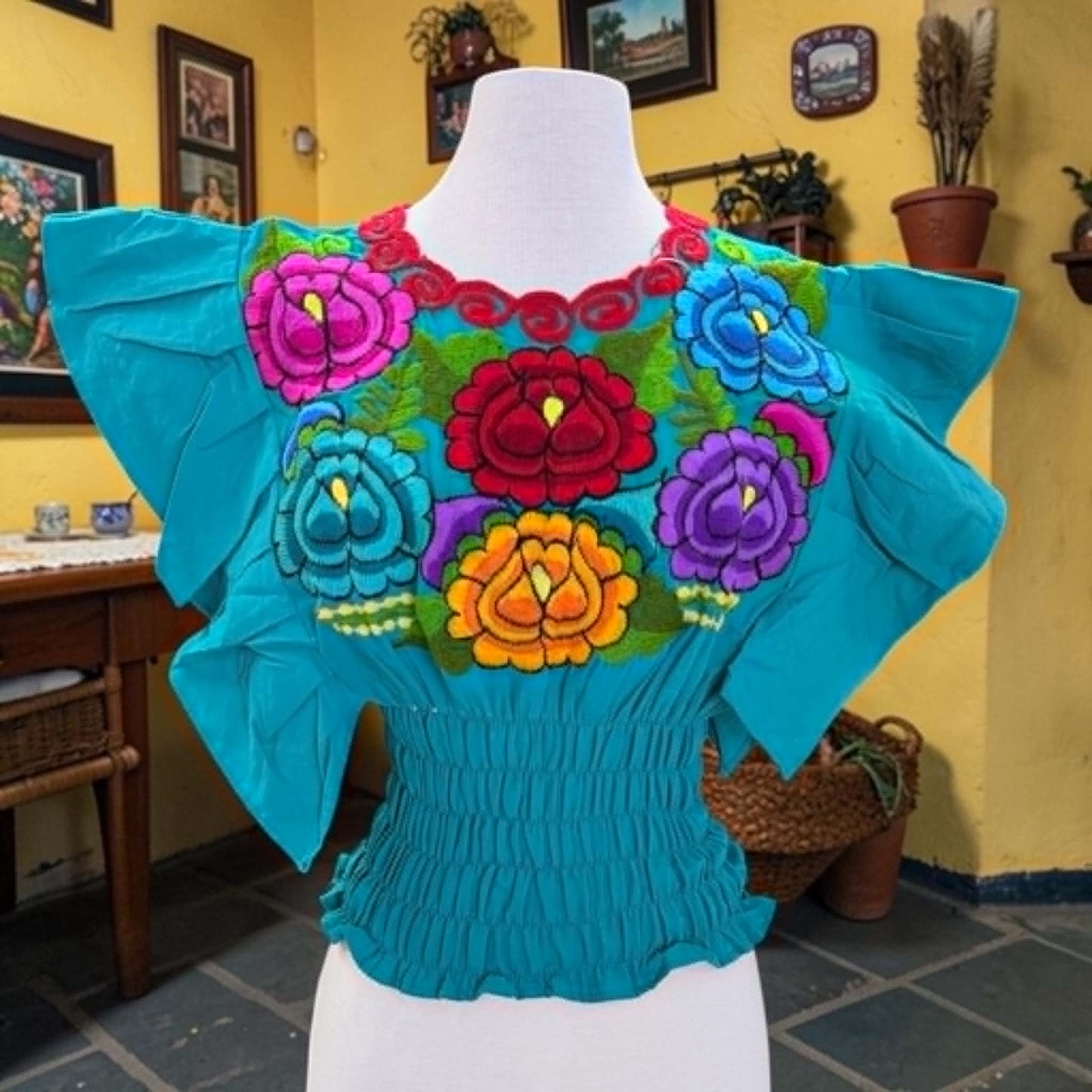 Butterfly Sleeve Embroidery Blouse