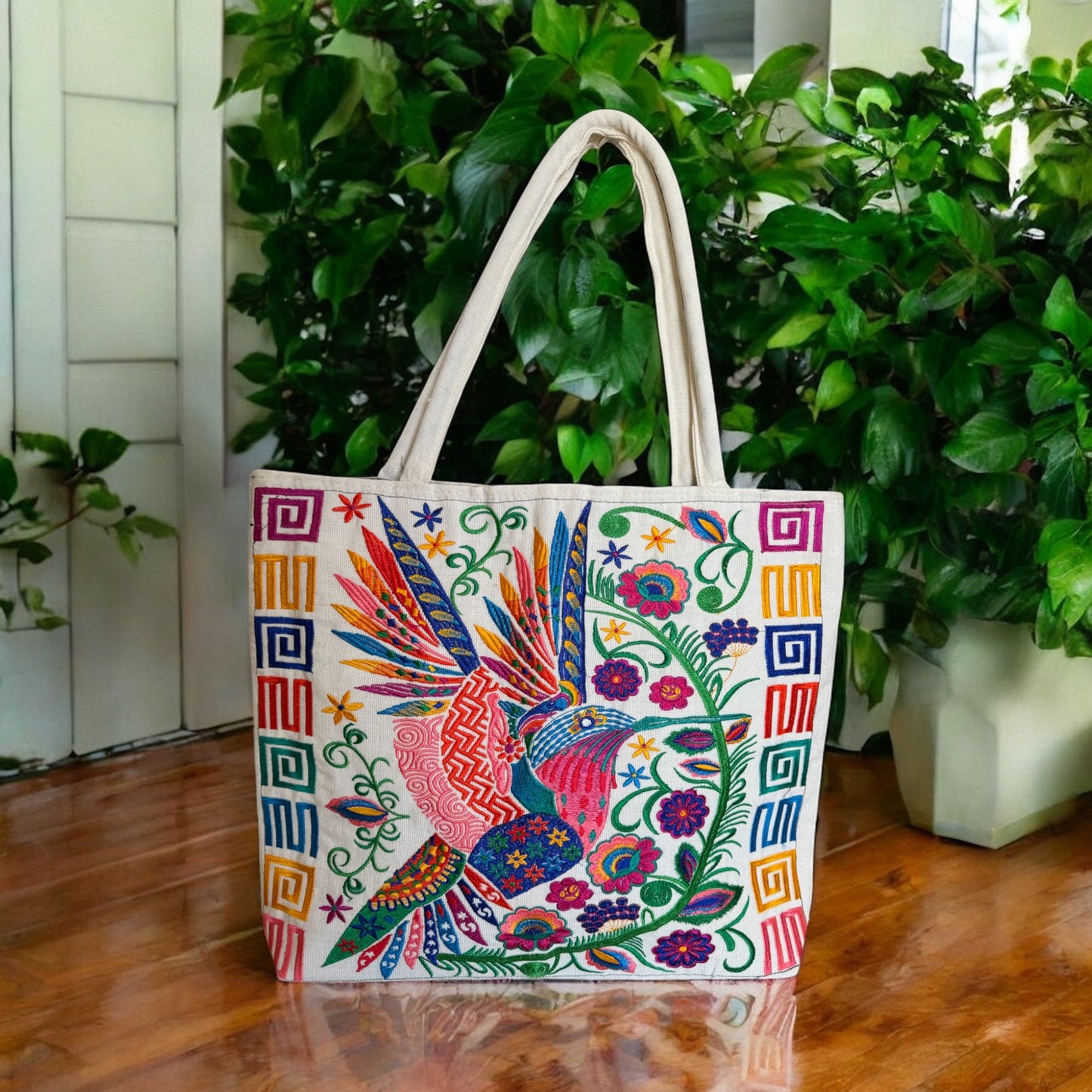 Hummingbird/ Floral Tote Bag