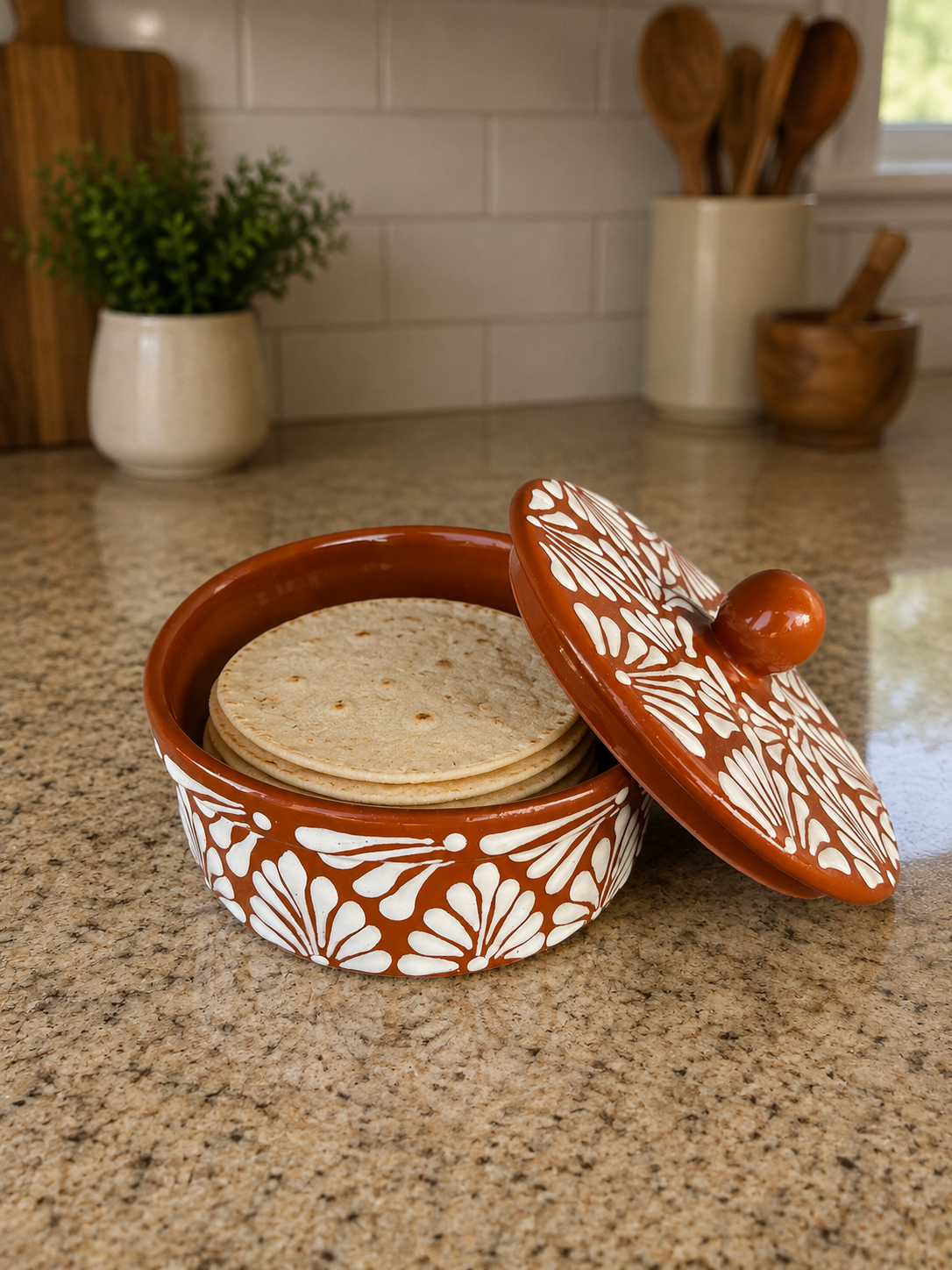 Terracotta Tortilla Warmer; Tortillero de Barro;