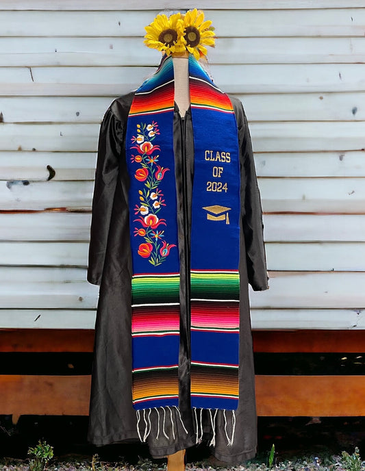Floral Embroidered Class Of 2024 Sarape Graduation Stole