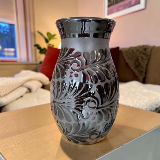 Authentic Mexican Vase, Florero Engobe, Barro Vase