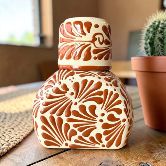 Mexican Decanter & Cup, Handmade Carafe