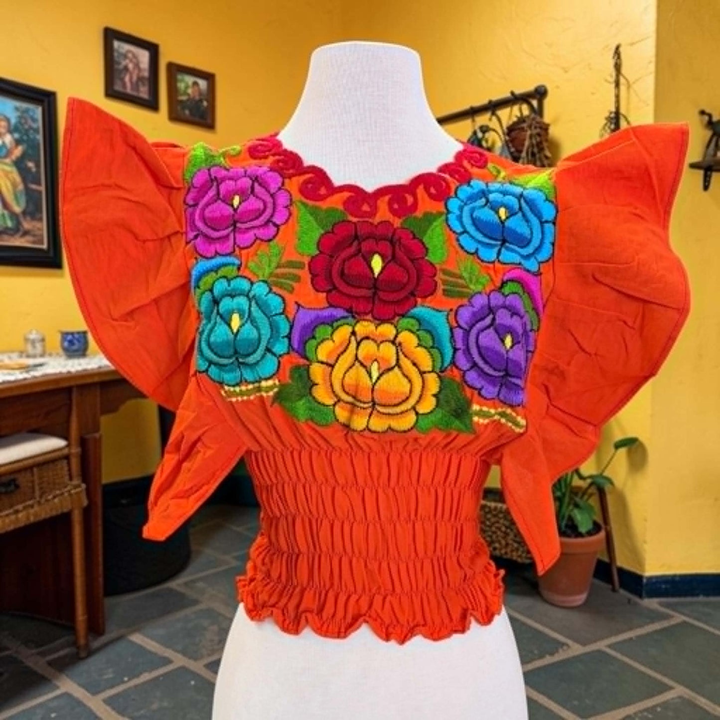 Butterfly Sleeve Embroidery Blouse
