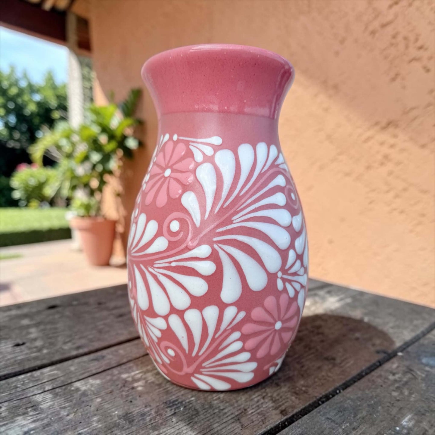 Authentic Mexican Vase, Florero Engobe, Barro Vase