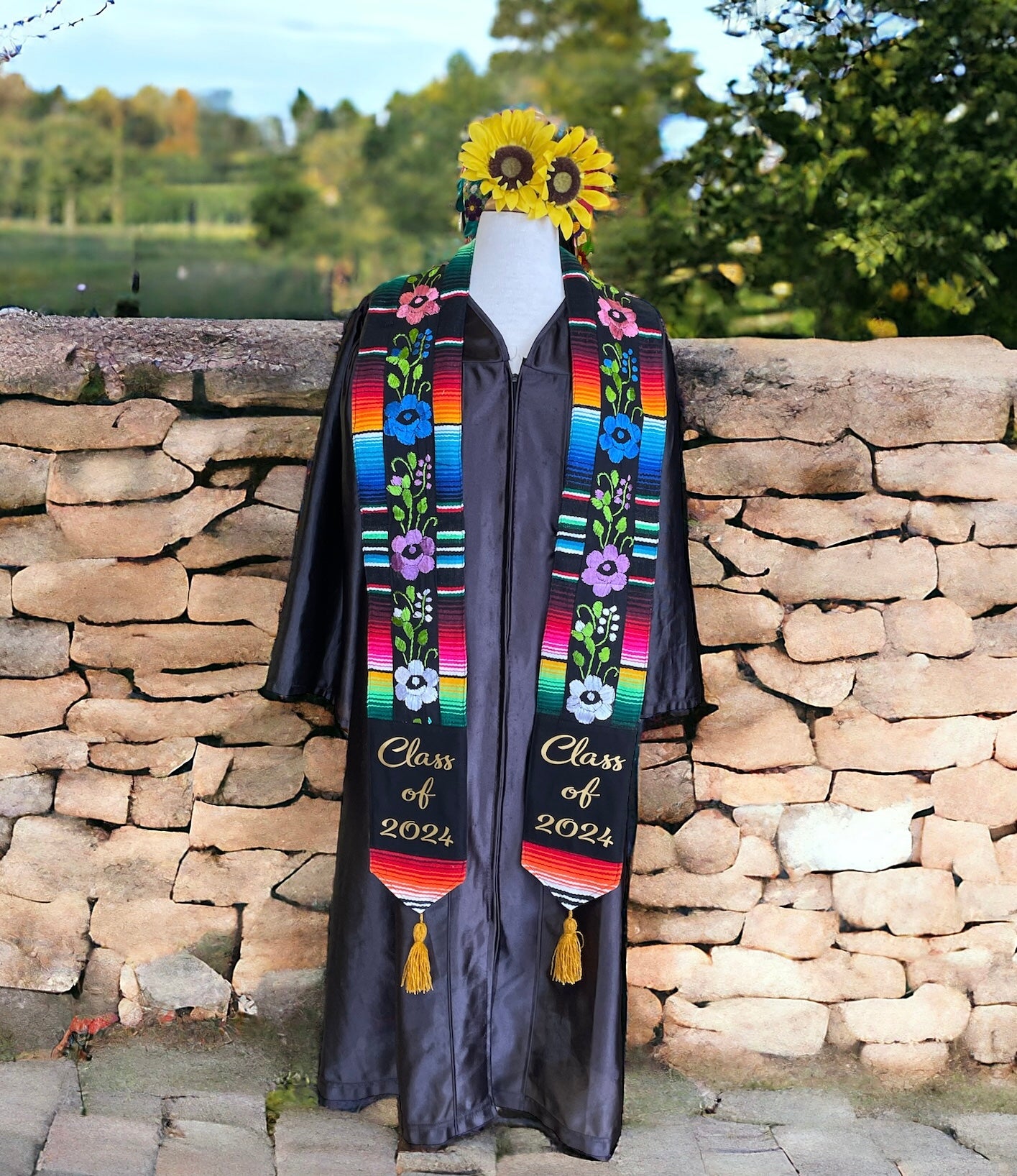 Hand Embroidered Mexican Sarape Graduation Stole