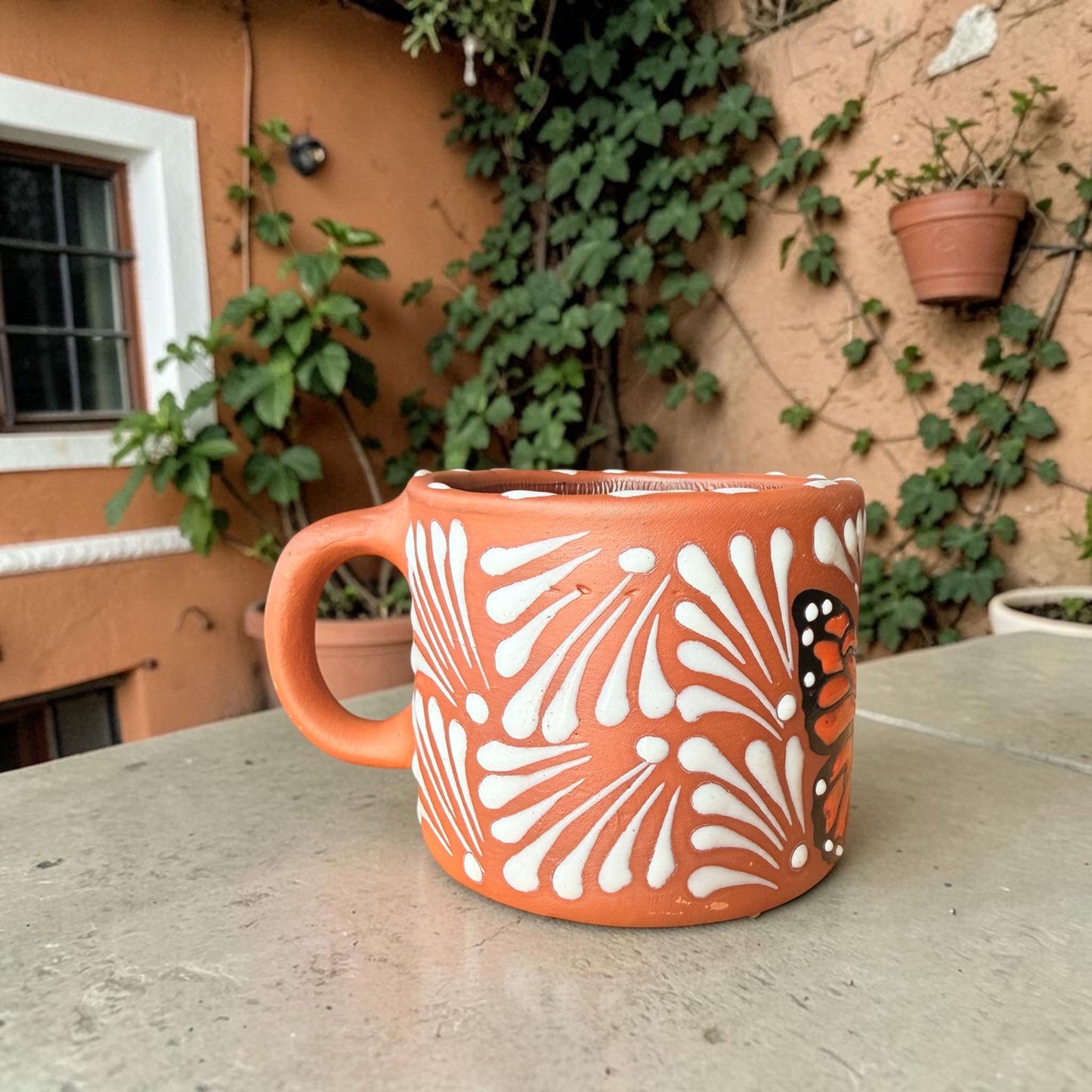 Mexican Butterfly Mug, Taza de Barro Mariposa