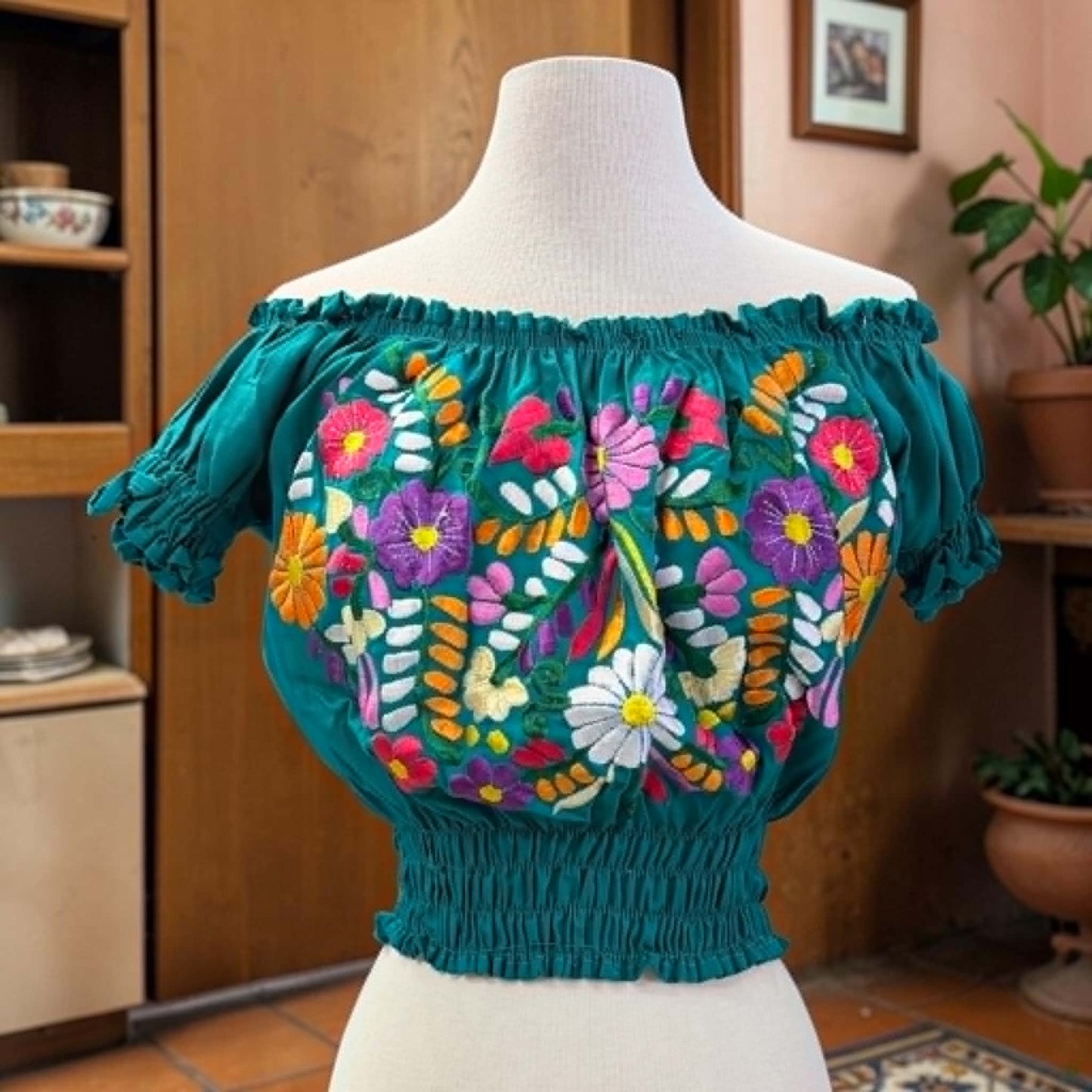 Chiapas Quarter Sleeve Embroidered Mexican Blouse