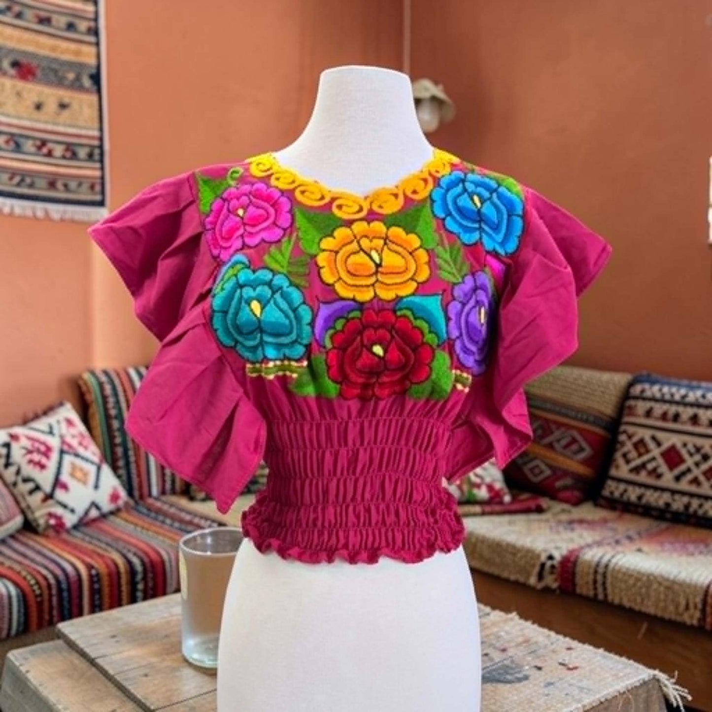 Butterfly Sleeve Embroidery Blouse