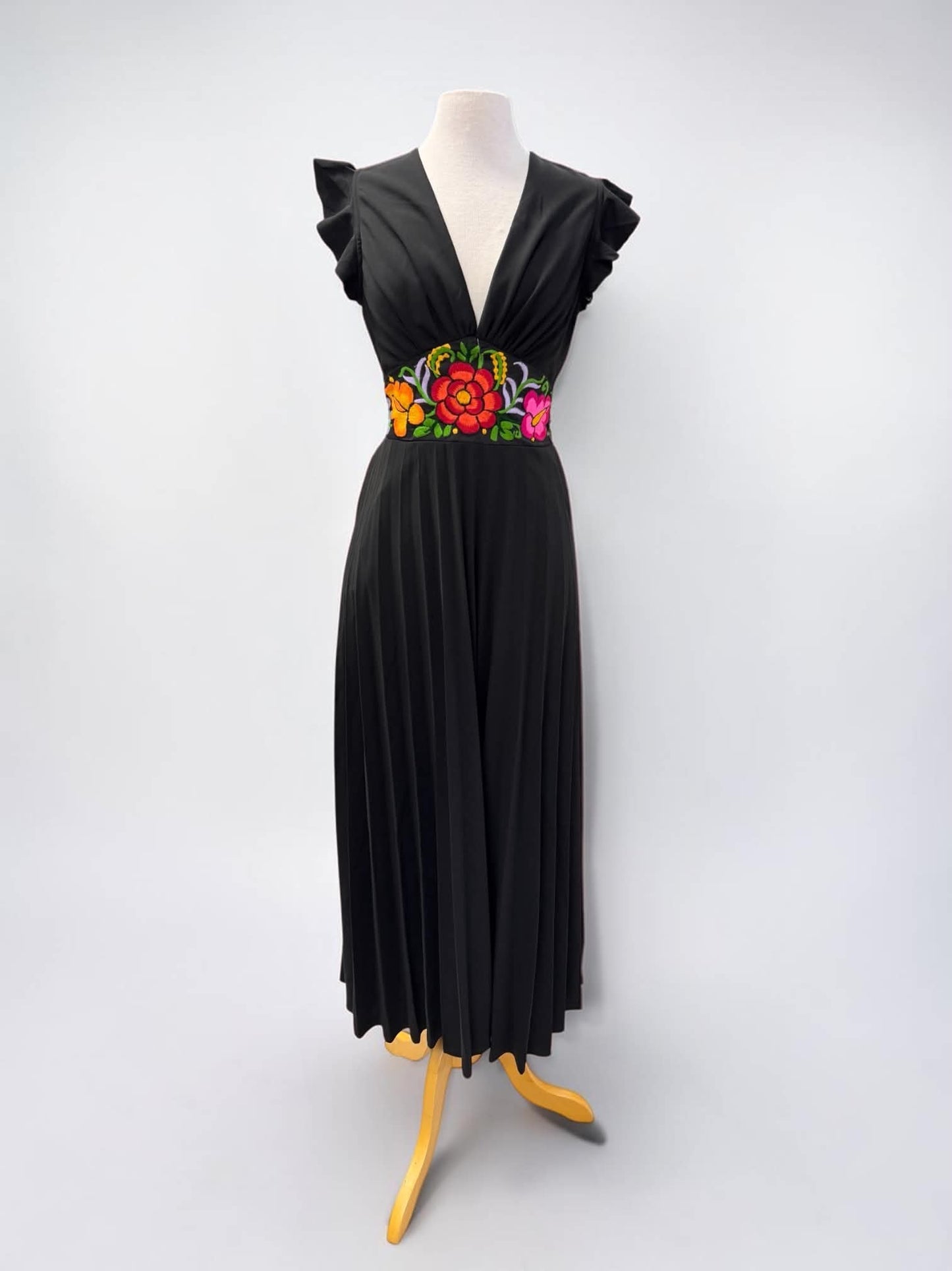 Floral Embroidered, Elegant Mexican Dress