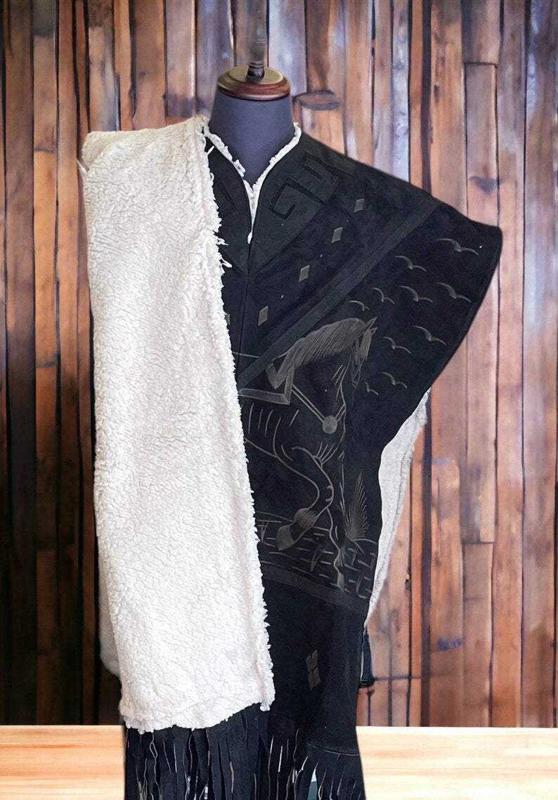 Mexican Leather Gaban Poncho