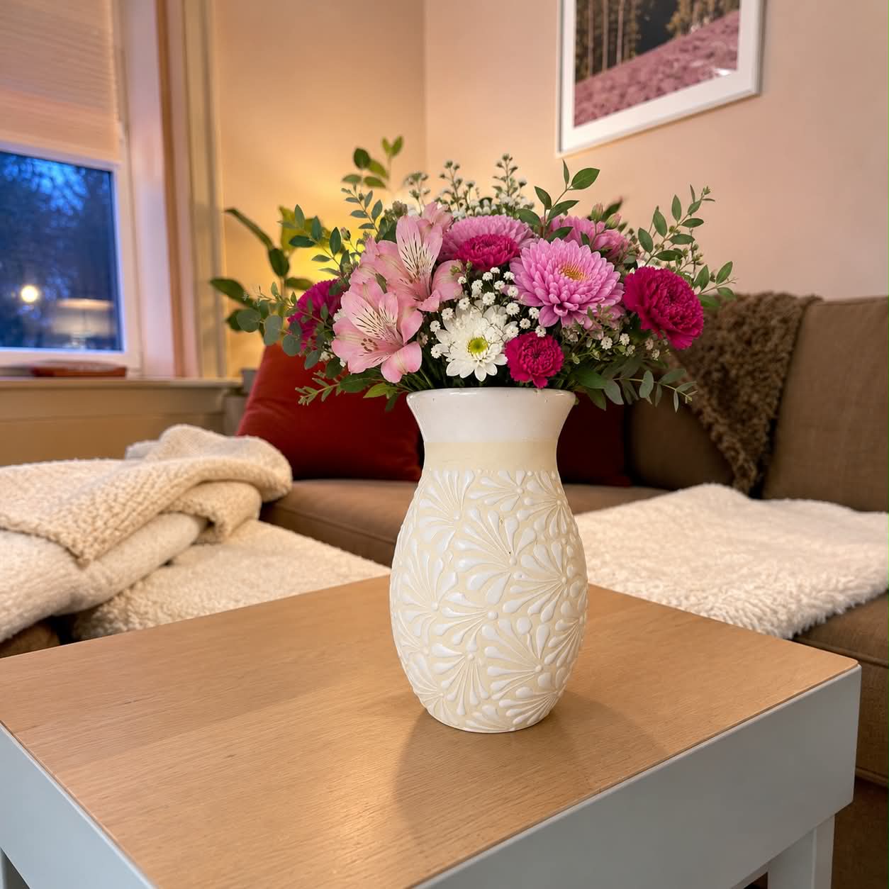 Authentic Mexican Vase, Florero Engobe, Barro Vase
