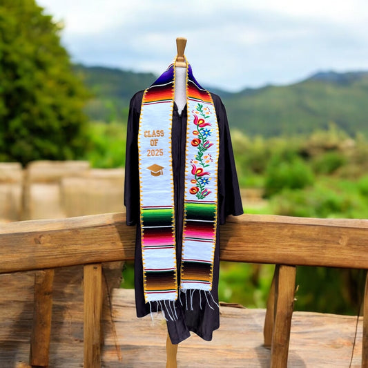 Floral Embroidered Class Of 2025 Sarape Graduation Stole