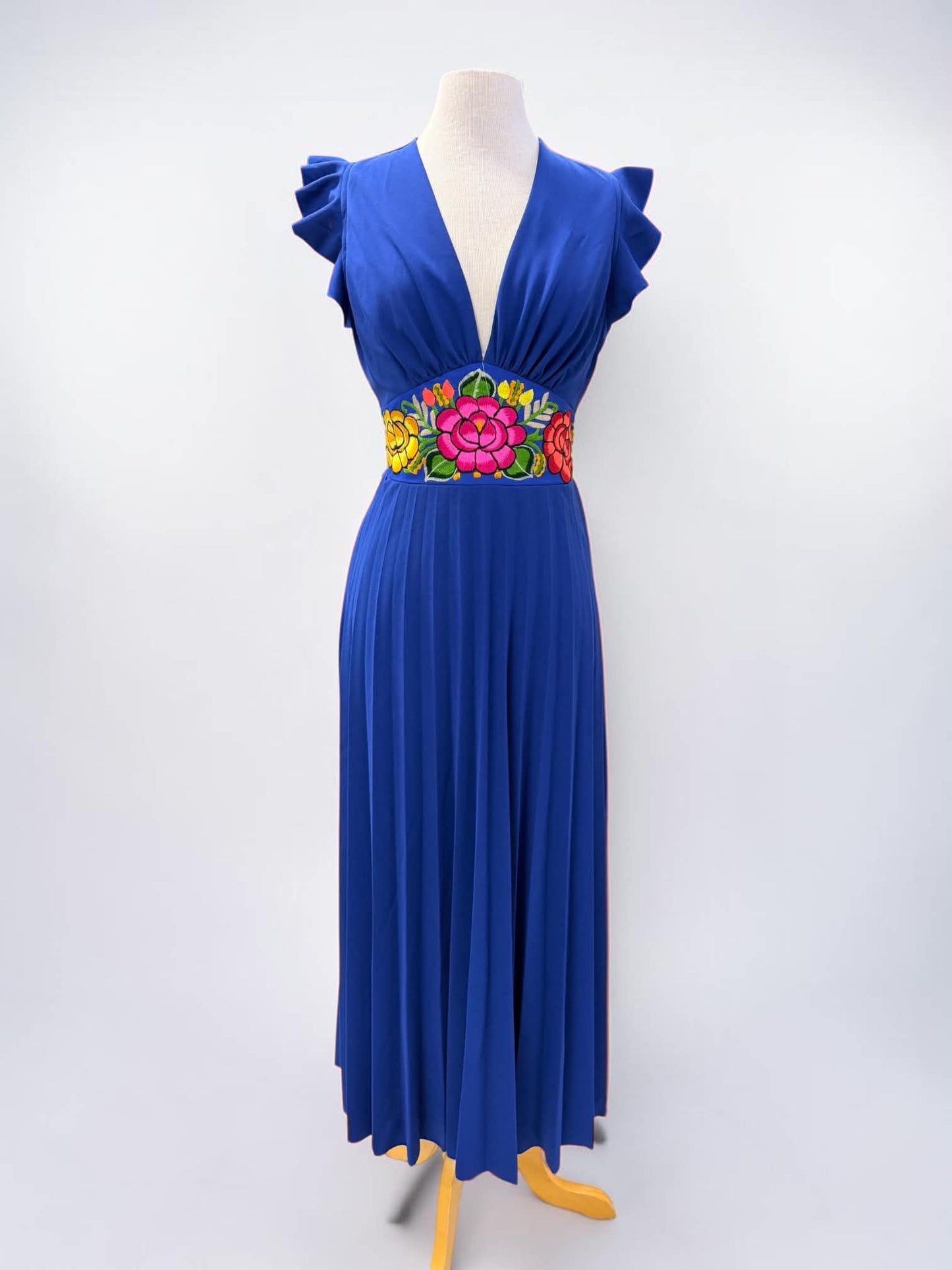 Floral Embroidered, Elegant Mexican Dress