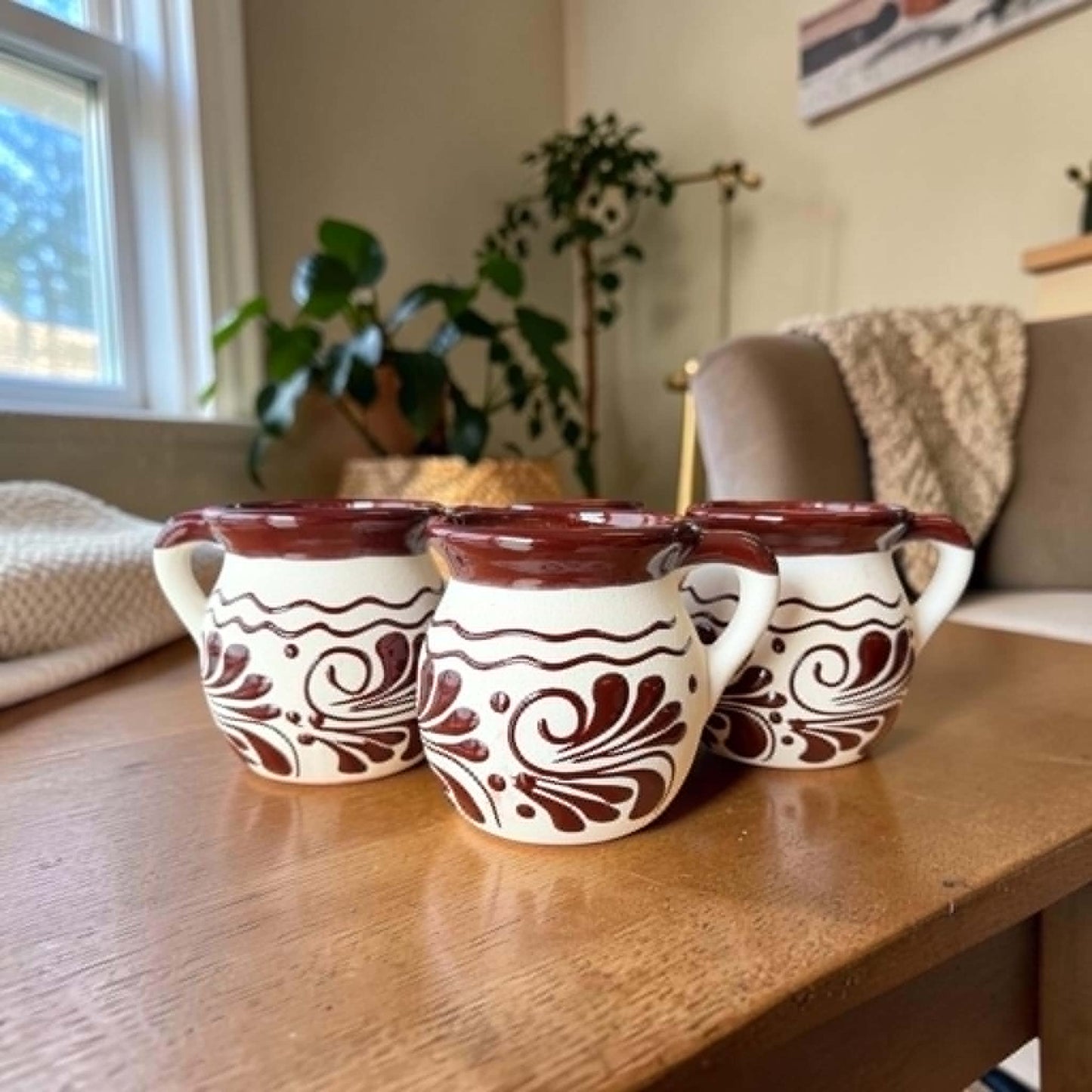 Mexican Barro Mugs, Engobe/ Set of 4