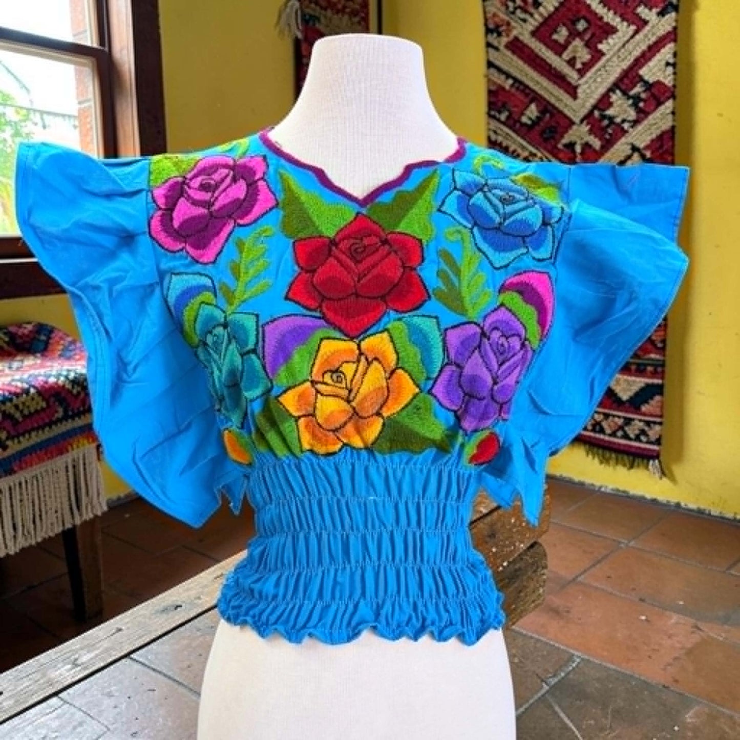 Butterfly Sleeve Embroidery Blouse