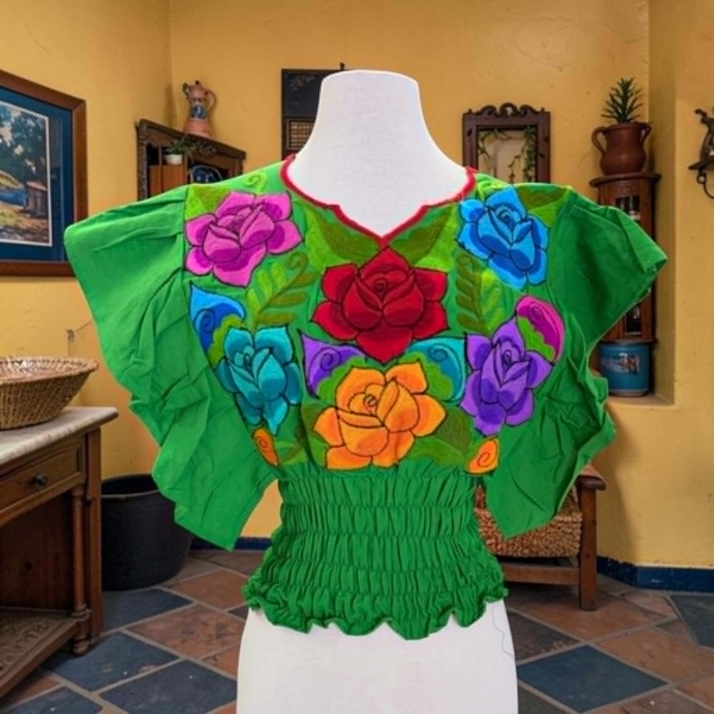 Butterfly Sleeve Embroidery Blouse