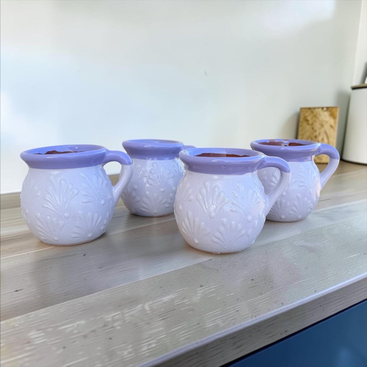 Mexican Barro Mugs, Engobe/ Set of 4
