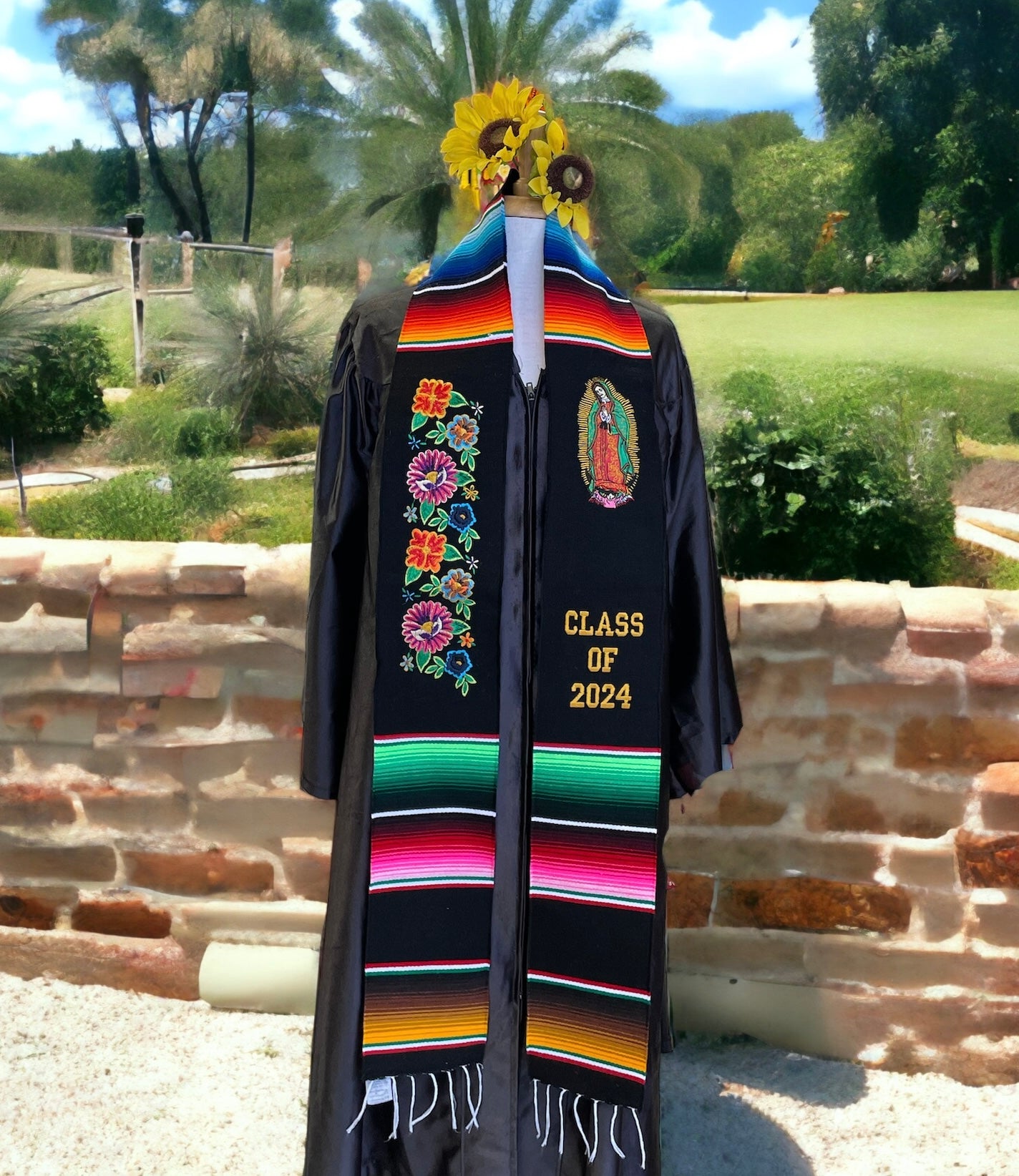 Floral & Virgen Graduation Stole Class of 2024