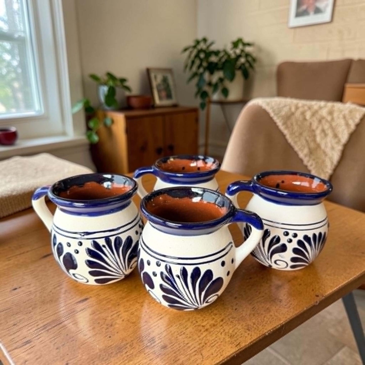 Mexican Barro Mugs, Engobe/ Set of 4
