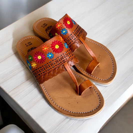 Floral Leather Sandal