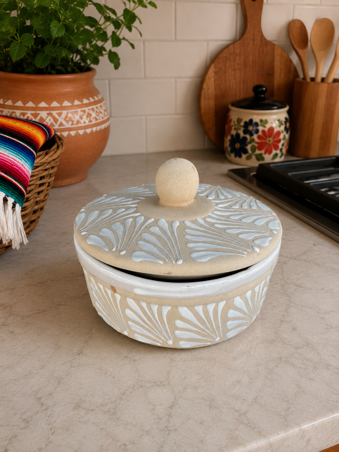 Terracotta Tortilla Warmer; Tortillero de Barro;