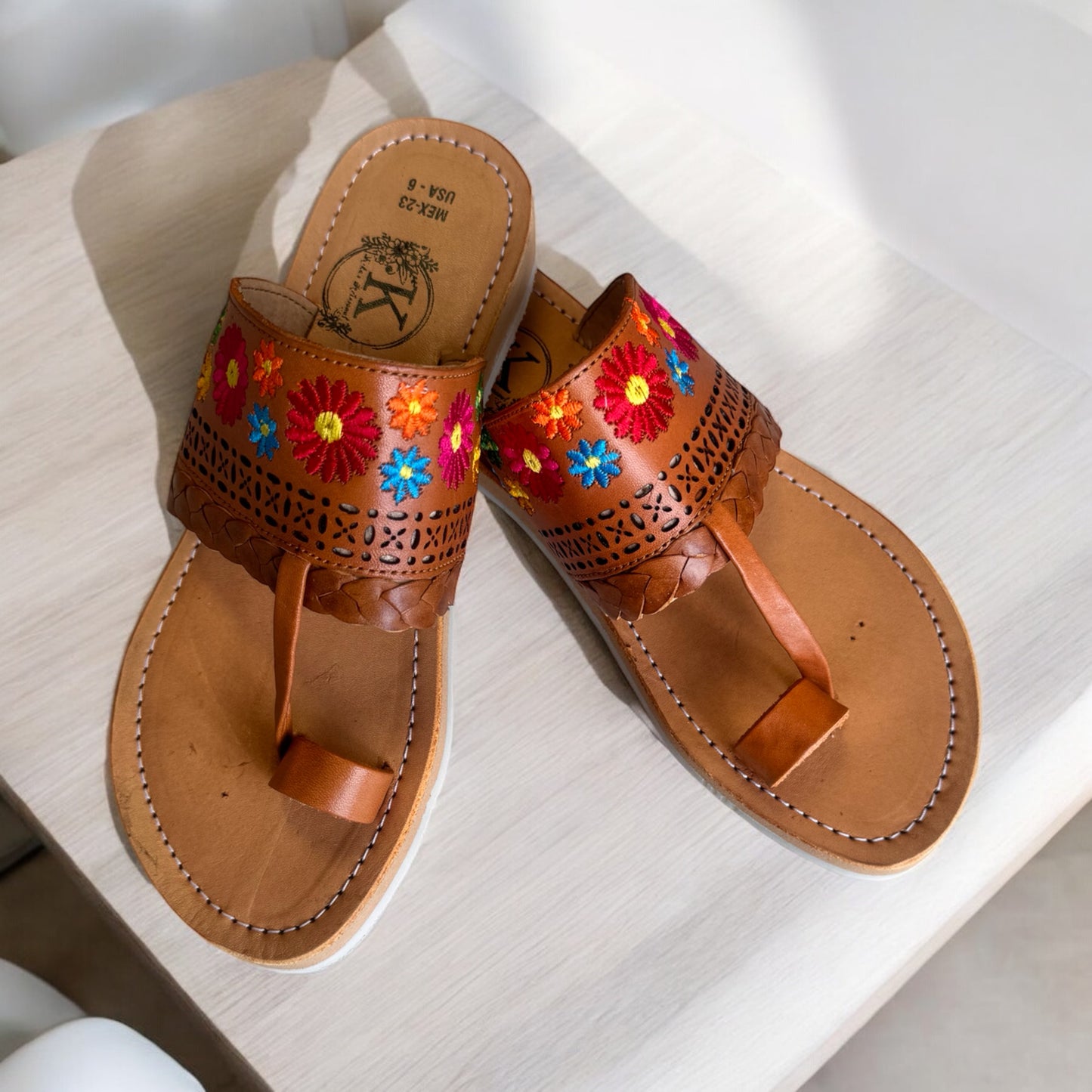 Floral Leather Sandal